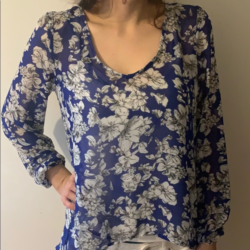 Blue and white blouse